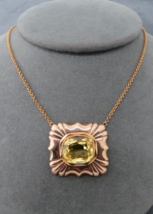 Vtg 10k Pendant Yellow Gold Chain Necklace 13.4g Large Oval Citrine Stone Estate - £398.87 GBP
