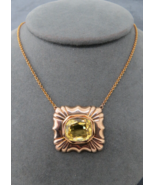 Vtg 10k Pendant Yellow Gold Chain Necklace 13.4g Large Oval Citrine Ston... - £392.40 GBP