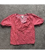 St. John’s Bay Women’s Blouse Pink Floral XS Short Sleeve Tie Neck Pullover - $10.95