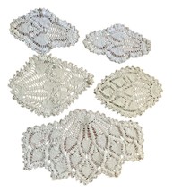 Vintage Crocheted Doilies Antimacassar for chair couch back set of 5 - £19.82 GBP