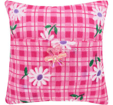 Tooth Fairy Pillow, Pink, Check and Daisy Print Fabric, Flower Bead Trim... - $4.95