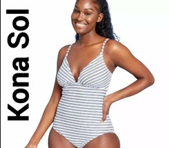 Kona Sol™ ~ Women&#39;s Medium (8-10) Navy/White Stripe/AGA81 ~ One Piece Swimsuit - £17.93 GBP