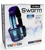 NEW Mad Catz Tritton Wireless Swarm Headset Bluetooth PS4/PC/iPad/iPhone 7+ BLUE - £46.96 GBP