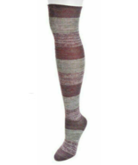 MukLuks Womens Over the Knee Thigh High Plum Gray Striped Boot Socks Sz ... - $24.47