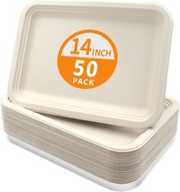 Extra Large Compostable Molded Fiber Food Trays For Serving, 50 Pack By ... - $40.98