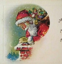 Santa Claus Father Christmas Postcard Crescent Moon Chimney Toys Vintage A Inc. - £16.12 GBP