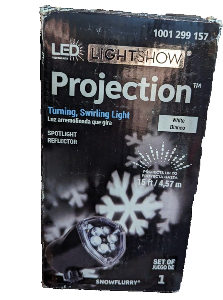 Gemmy Snowflurry Projection Lightshow LED White Snowflakes Christmas Decor - $21.78