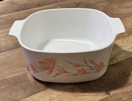 CORNING WARE Casserole A-3-B Square 3 Liter Dish  NO Lid Peach Floral - $278.46 MXN