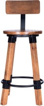 Counter Stool Industrial Chic Textured Distressed Mango Iron - £590.61 GBP