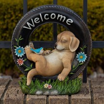 Chillaxing Welcome Puppy Dog Solar Powered LED Outdoor Decor Garden Light - £43.16 GBP