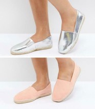 Asos Design Women Espadrille Wide Fit TWO PACK Jally US 6 Silver and Apr... - £10.45 GBP