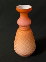 Antique Blown Iridescent Salmon Pink Diamond Pattern Cased Art Glass Bud Vase - £63.94 GBP