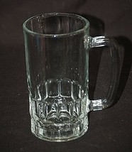 Old Vintage KIG Clear Glass Beer Stein w Panel Designs Man Cave Barware Decor - £11.60 GBP