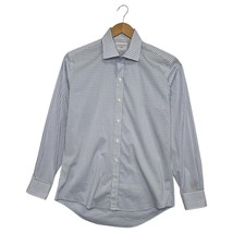 Ledbury Shirt Mens 16 Blue White Gingham Tailored Fit Long Sleeve Button... - $34.64