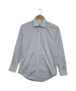 Ledbury Shirt Mens 16 Blue White Gingham Tailored Fit Long Sleeve Button... - $48.61 CAD