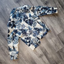 COLDWATER CREEK Boho Small Blue White &amp; Floral Long Sleeve Open Jacket S... - $14.84