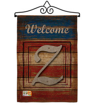 Patriotic Z Initial Burlap - Impressions Decorative Metal Wall Hanger Garden Fla - £26.72 GBP