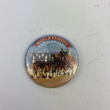 Vintage Budweiser World Famous Clydesdales Pinback Button Pin Horses Beer Promo - £3.18 GBP