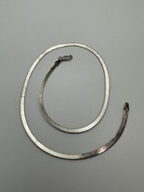 Vintage Sterling Silver Flat Chain Necklace 16&quot; x 3mm - $29.70