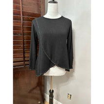 Go Couture Womens Casual Top Black Long Sleeve Asymmetric Stretch Pullover USA M - £16.61 GBP