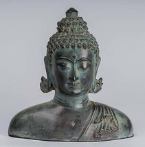 Ancien Indonésien Style Bronze Javanais Statue de Bouddha - 20cm/8 &quot; - £488.13 GBP