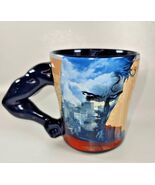 Six Flags Superman Arm Handle Coffee Mug Jim Lee Art Metropolis Skyline - $19.79