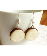 Wooden dangle earrings, wood slice earrings, hand painted wood earrings, - £27.37 GBP