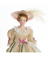 Victorian Mother Lady Doll G7643 Porcelain Beige/Green Dollhouse Miniature - $16.10