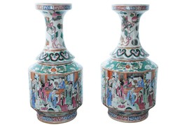 Antique Chinese Famille Rose Vases pair - £2,326.26 GBP