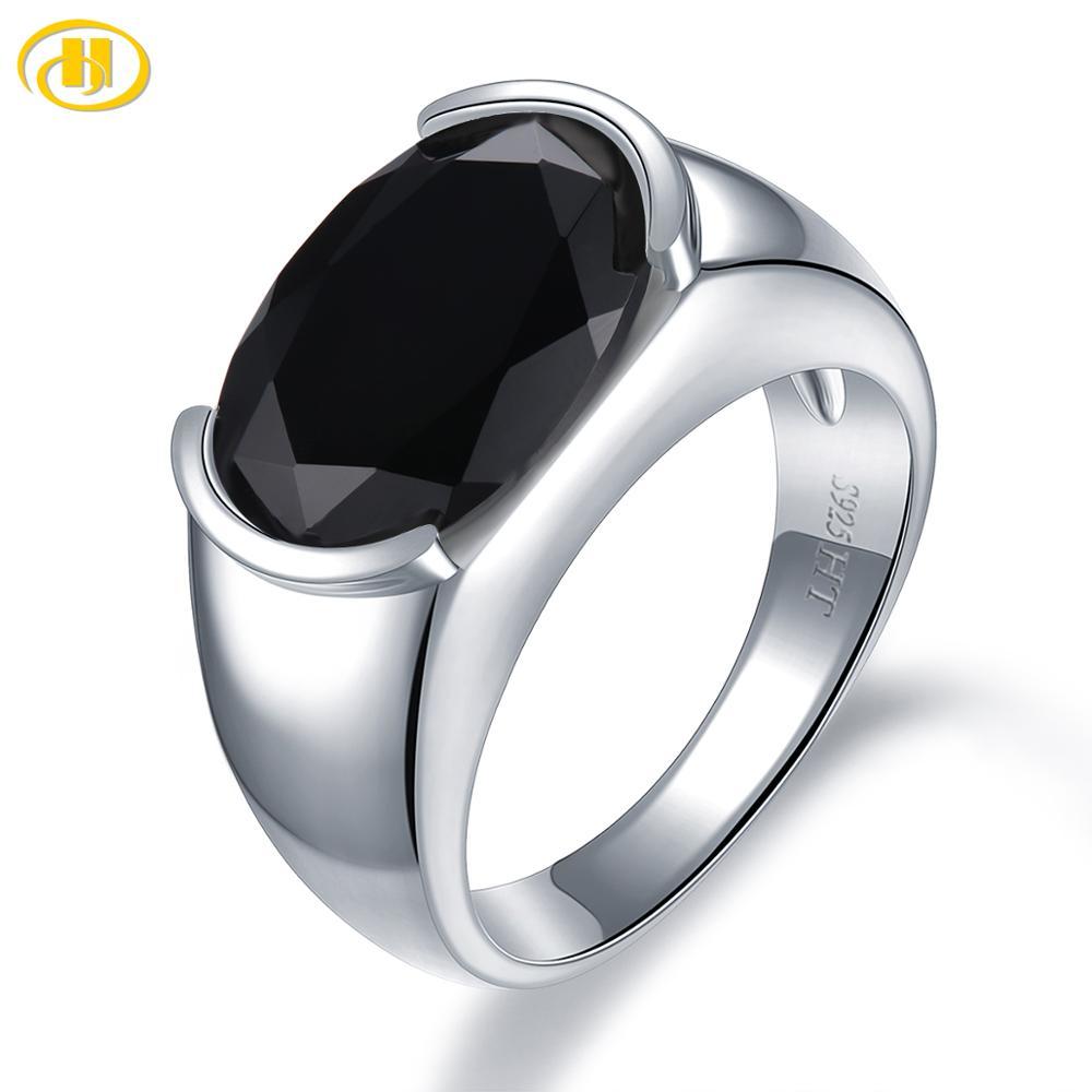 Hutang Natural Black Spinel Silver Unisex Ring 5.94 Carats Natural Spinel S925 C - £44.95 GBP