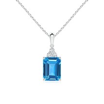 ANGARA 8x6mm Natural Swiss Blue Topaz Pendant with Diamond in Silver for Women - £187.67 GBP+