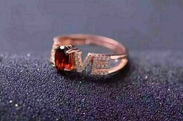 Rose Gold Plated Ring 2.1Ct Oval Cut Simulated Red Ruby Engagement Solitaire 14k - £99.70 GBP