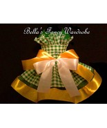 Green Dog Dress, Checkered Dog dress, dog dresses, dog clothes, Kelly Green dog  - $59.99