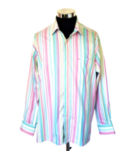 Monte Carlo Dress Shirt Mens Size XXL Pastel Stripes 44CM Button Front C... - £17.58 GBP