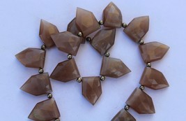 Natural, 20 piece faceted Coffee Moonstone gemstone pentagonal briolette beads,  - £51.35 GBP