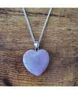 Amethyst Heart Necklace, Polished Crystal Pendant, 24&quot; chain, Purple Stone - £13.36 GBP