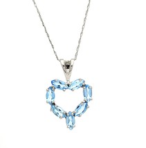 14K White Gold Genuine Blue Topaz Heart Pendant - $199.00