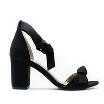 Vegan Sandal Middle Chunky Block Heel Peep Toe Ankle-Strap Knot Black Casual NAE - £91.16 GBP+