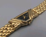 Vintage Elgin Trapezoid Asymmetrical Face Black Dial Gold Tone Bracelet ... - $67.72