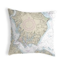 Betsy Drake Slomons Island, MD Nautical Map Noncorded Indoor Outdoor Pillow - £43.35 GBP