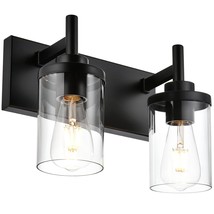 2-Light Bathroom Vanity Light Fixtures, Wall Sconce Lighting With Clear Glass Sh - £78.46 GBP