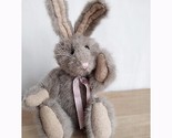Boyds Bears Tan Furry Bunny Rabbit with Pink Ribbon Jointed Collectible ... - $11.95
