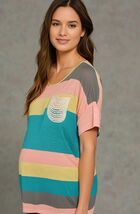 PINKBLUSH | Maternity Colorblock Stripe Shirt Top NWT Size Small - $14.84