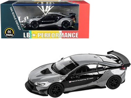 BMW i8 Liberty Walk Gray and Black &quot;LB Performance&quot; Series 1/64 Diecast Model Ca - £20.76 GBP