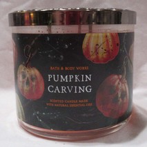 Bath &amp; Body Works 3-wick Scented Candle Halloween PUMPKIN CARVING w/ ess... - £30.04 GBP