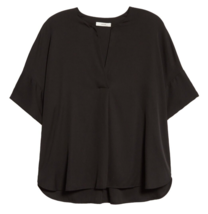 NWT Vince Stretch Silk Popover Top in Black V-neck Blouse Xl $295 - $81.18