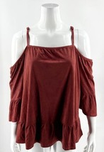 Maurices Cold Shoulder Top Plus Size 0 (US 16/18) Red Eyelet Bell Sleeve... - £27.25 GBP
