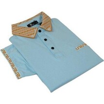Men Sports Shirt PAZO by DE-NIKO Short Sleeves Cotton Polo Shirt DBK2303 Blue image 4