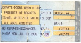 Vintage Michael White The Whites Ticket Jul 18 1988 Bogart&#39;s Cincinnati ... - £19.54 GBP