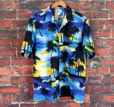 Styled By RJC Vintage 90&#39;s Hawaiian Men&#39;s Camp Shirt 2XL Palm Trees Beach - £28.61 GBP